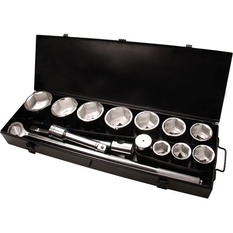 Coffret cliquet 1 pouce – Douilles 6 pans 36 à 80 mm – Rallonges pour espaces restreints – Mécanique lourde - PANS 36 A