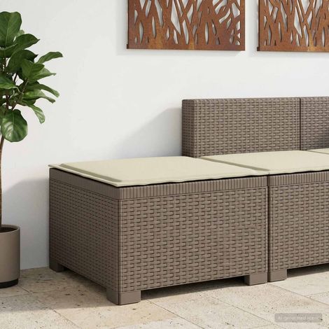 Canapé de Jardin 1 Place Fauteuil d'Extérieur Look Rotin PP Gris Clair avec Coussin - PANGIVO (1/5)