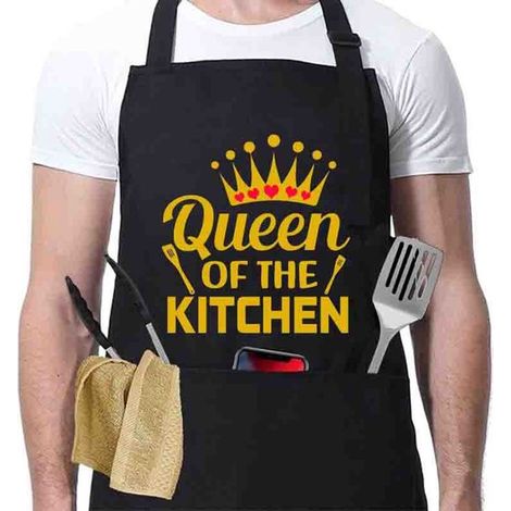 1 Grembiule da cucina da uomo, nero, regolabile, umoristico, divertente, con motivo barbecue, grembiule professionale in cotone, regalo di San Valentino, nero 7 (1/5)