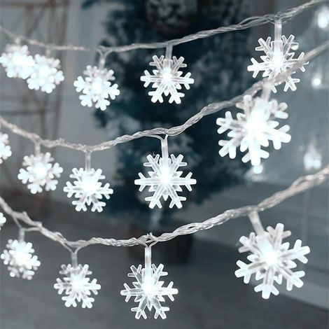 Weihnachtsbeleuchtung, 20 Ft 40 LED Schneeflocken-Lichterketten Batteriebetriebene wasserdichte Lichterkette für Schlafzimmer Terrasse Zimmer Garten Party Zuhause Weihnachtsdekoration Indoor Outdoor C