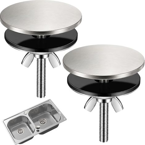 Lot de 2 cache-trous de robinet, 5 cm, en acier inoxydable (1/5)