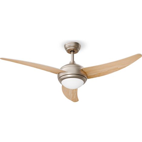 Klarstein Ventilador de techo El Paso con luz  132 cm  35 W  Funcionamiento silencioso  Madera