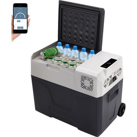 Mophorn Autokühlschrank, 40L / 42.3QT, 12V, tragbarer Einzonen-Gefrierschrank mit Rädern und Griff, -4℉-68℉, 12/24V DC, 100-240V AC, für Outdoor Camping