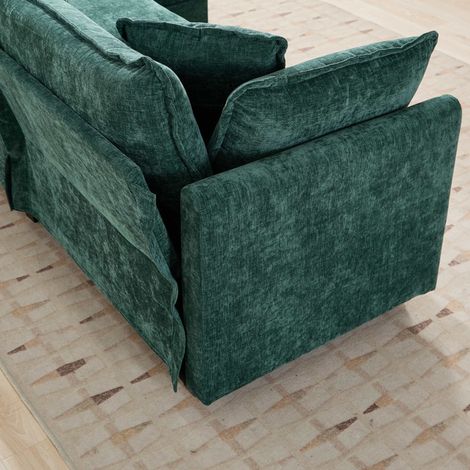 Accoudoirs de canapé nuage uniquement, canapé sectionnel moderne double couche rembourré, coussin de siège confortable en tissu chenille respirant vert DE501CGN pour salon chambre et appartement (1/5)