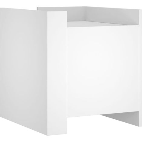 Mesita de noche blanca 45 x 50 x 50 cm madera de ingeniería blanca DEC033409