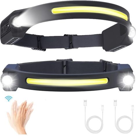 2-Pack Rechargeable LED Headlamps with 5 Modes, Motion Sensor, 260-Degree Waterproof, IPX4, USB-C, for Fishing, Camping, and Hiking [Energy Class A+++] (1/5)