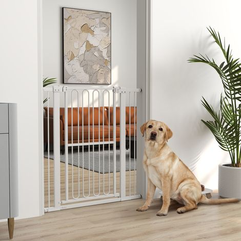 Barrière de sécurité pour chien, 76-104 cm, barrière sans perçage, barrière d'escalier (1/5)