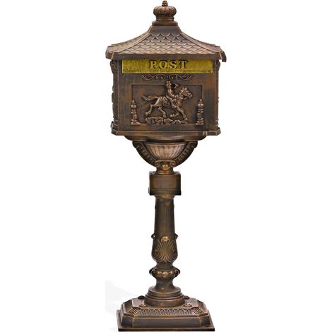 Standbriefkasten ANTIK bronze Alu-Guss kunstvoll Briefkasten Postkasten massiv