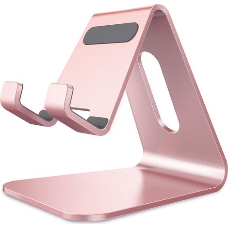 Support de Bureau en Aluminium ,Support Téléphone, Compatible avec iPhone 16 15 14 13 12 Mini Pro Max XS Max XR X Se 8 7 6 6s Plus Huawei Mate 60 Pro, Samsung S23 S22 S21-Or Rose (1/5)
