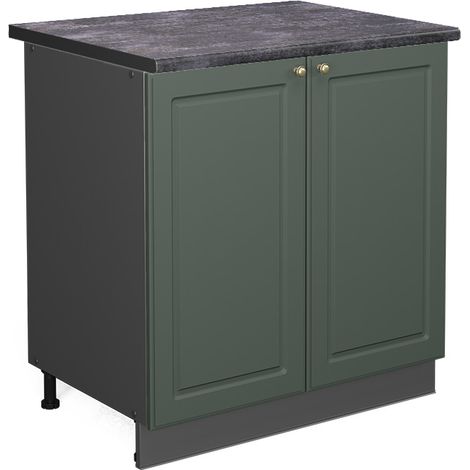 Mueble bajo de cocina Fame-Line, Verde dorado Casa de campo/Antracita, 80 cm encimera Antracita, Vicco (1/5)