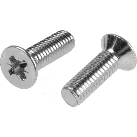 Vis à métaux RS PRO M6 à tête Fraisée Pozidriv en Acier, 20mm ( Prix pour Sachet de 100 )
