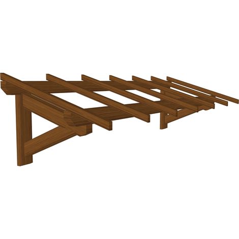 WMU – Auvent en bois traité marron 2.98 x 0.94 m – Résistant aux intempéries – Installation rapide – Visserie incluse (1/3)