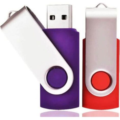 Lot de 2 Clé USB 32 Go USB 2.0 Mémoire Flash Drive Clef USB Pivotantes avec Cordes Bon Cadeau pour Enfant Parents et Amis (32G, Rouge/Violet) (1/3)