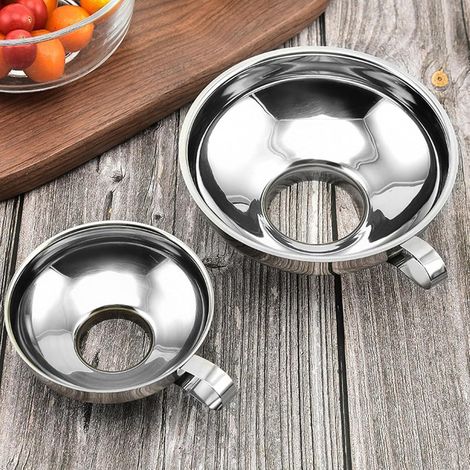 Edelstahl Trichter Set mit Griff - 2 Stück Marmeladentrichter für Gläser (1/5)