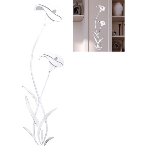 Jeffergarden Autocollant mural miroir fleur amovible, autocollant mural moderne, décoration de la maison (1/5)