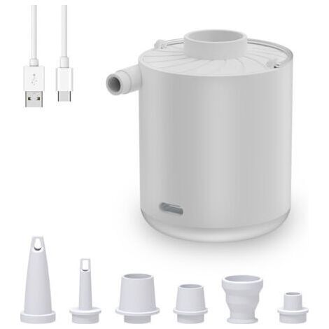BUNTHAUS Gonfleur Électrique Rechargeable, Pompe à air Portable avec Lumière LED, Gonfleur/Dégonfleur avec 5 Buses pour Matelas Gonflable, Piscine, Bouée, Bateau Pneumatique, Anneau de Natation