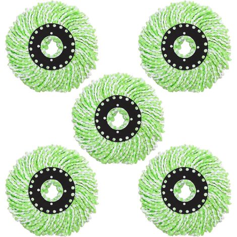 Têtes Microfibre Balai Rond Têtes Mop Tête de Vadrouille Rechange Tête de Balai à Franges,Suuwwn Têtes de Recharge de Vadrouille Mop Heads Universel Tête de Balai Serpillère Rotatif 5pcs (1/5)