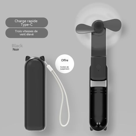 Ventilateur de Poche, Mini Ventilateur à Main Portable, à Piles Rechargeables par USB [14-21 heures], Ventilateur Personnel Pliable et Silencieux Avec Batterie Externe, Lampe de Poche (1/5)