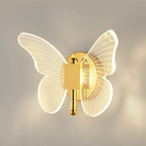 Applique murale d'intérieur LED moderne 10W en acrylique avec design papillon, adaptée à la chambre ou au salon, 3 températures de couleur réglables. (1/5)