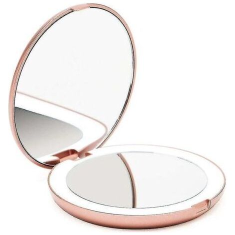 Miroir de Poche Lumineux, Grossissant 1x / 10x - Grand Miroir à Main de Maquillage avec Éclairage Naturel, 9 cm de Diamètre, Compact et Portable pour Voyage (1/5)