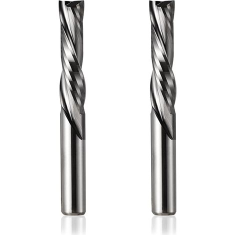 2pcs 6mm Shank 2 Flute Down Cut Cutter CNC Shank 25mm Cutting Length Wood Burr 6x25x50L (1/5)