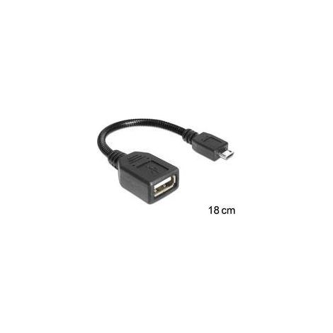 Delock USB-Kabel USB 2.0 USB-Micro-B Stecker, USB-A Buchse 0.15 m Schwarz mit OTG-Funktion 83293 (1/2)