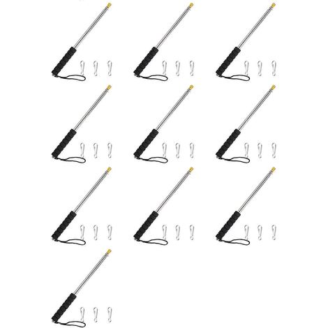 Lot de 10 mâts télescopiques de 3 mètres (9,8 pieds), mâts télescopiques portables en acier inoxydable avec poignées antidérapantes. (1/5)
