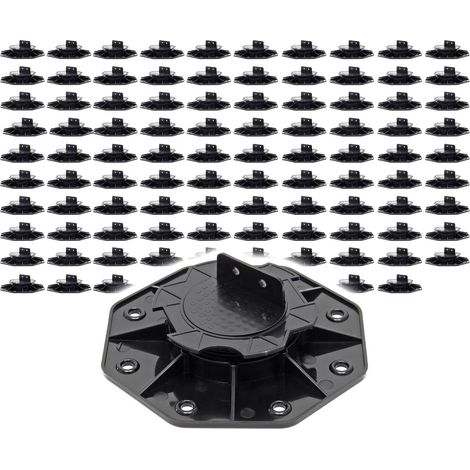 XPOtool Lot de 100x Plots de terrasse – Charge 2700 kg – Hauteur réglable 18-25 mm – en PP – Pieds de support pour Lames Dalles Lambourdes