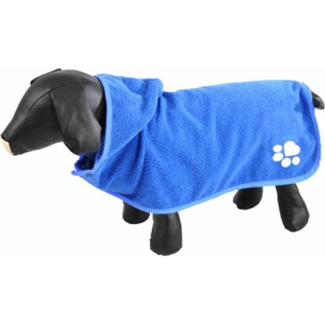 Peignoir de Bain pour Chien "Capuche" 55cm Bleu