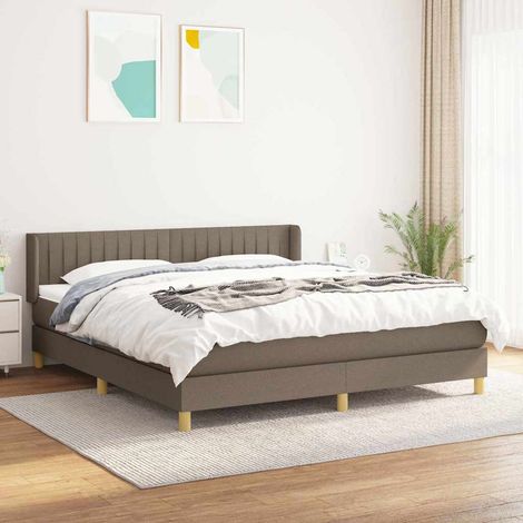 Sommier à lattes de lit avec matelas Taupe 160x200 cm Tissu (1/5)