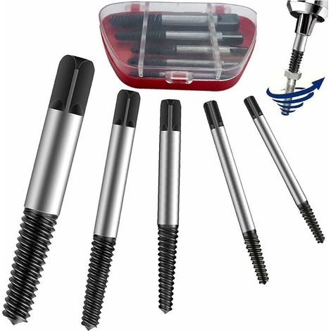 5pcs Endommagé Vis Extracteurs, 4mm à 18mm Embouts Extracteurs de Vis Cassées, Tournevis Stripped, Extracteurs Hélicoïdaux, Facilement Retirer L'écrou Cassé Vis ou Boulons (1/5)