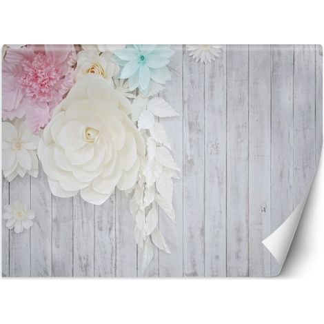 Papier peint bois et fleurs - 150 x 105 cm (1/4)