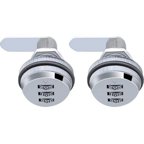 (Pack de 2) Serrure de Combinaison à 3 Chiffres Verrouillage du Mot de Passe Serrure à Came Sans Clé - Alliage de Zinc Chromage Serrure de Sécurité Codée pour Tiroir Casier Boîte Placard Porte (1/5)