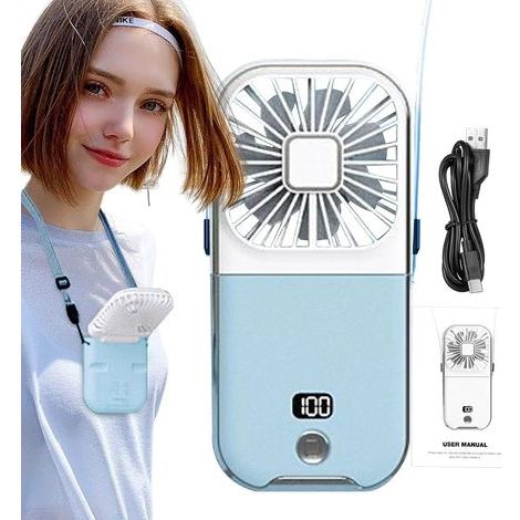 Ventilateur portable à main, petit ventilateur silencieux, ventilateur personnel pliable USB rechargeable, ventilateur électrique portable, ventilateur de cou multifonction pour voyage (1/4)