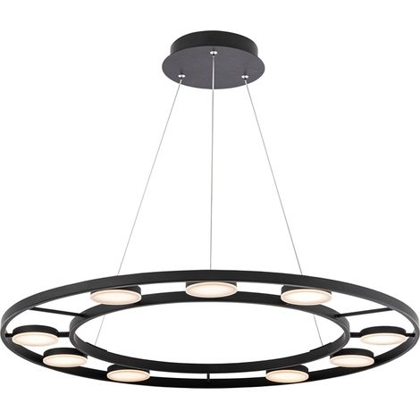 Suspension LED Maytoni FAD Ø80 noire 9x 63W 3000K design (1/2)