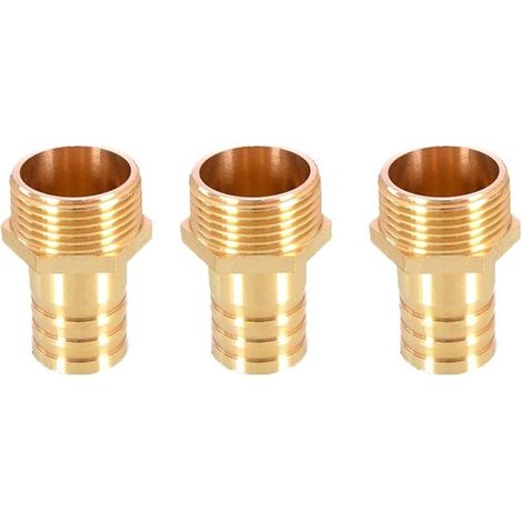 Lot de 3 raccords de tuyau cannelés en laiton 25 mm vers 2,5 cm mâle BSP filetage adaptateur de tuyau (1/4)