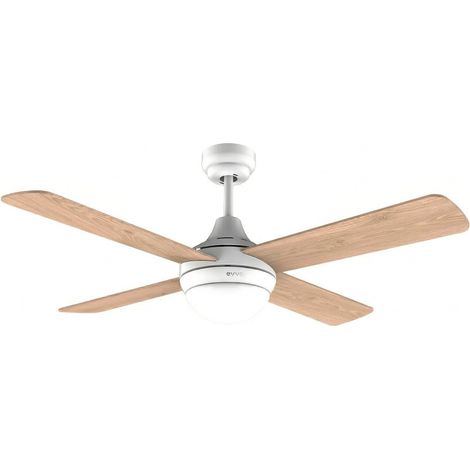 EVVO Ventilador de techo V440 Wood, 106 cm, 4 aspas reversibles, LED 18W 3 tonos, 3 velocidades, temporizador 1-8h, modo verano/invierno, mando. (1/5)