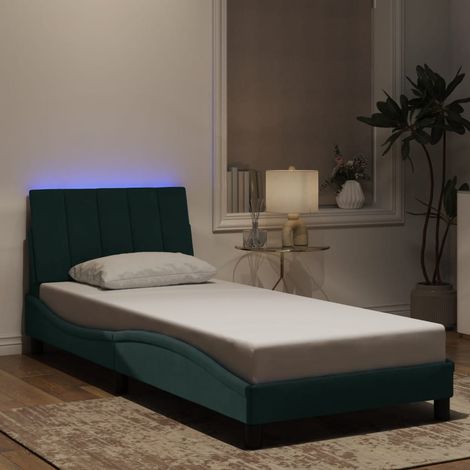 vidaXL Giroletto con LED senza Materasso Hanko Verde Scuro 80x200 cm in Velluto (1/5)