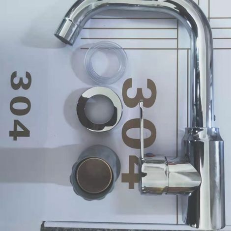 Kitchen splash-proof faucet, hot and cold water combined, suitable for washing sinks, vegetable basins, and dishwashers. Rotary faucet with electroplated small seven-shaped bend.