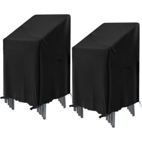Housse de Protection de Chaise empilables 2 Pièces, 75x75x120cm, imperméable Tissu Oxford Housse Chaise Extérieur pour chaises de Jardin et de Balcon (1/4)