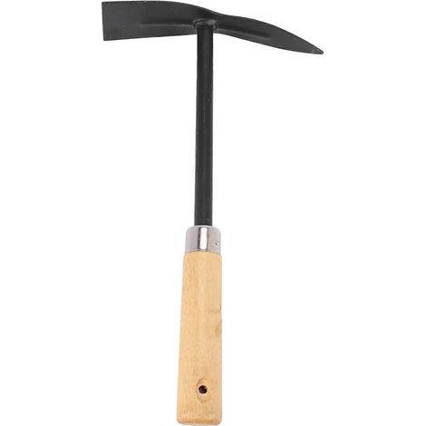 Outil de jardinage en métal à manche en bois, houe, noire (1/5)