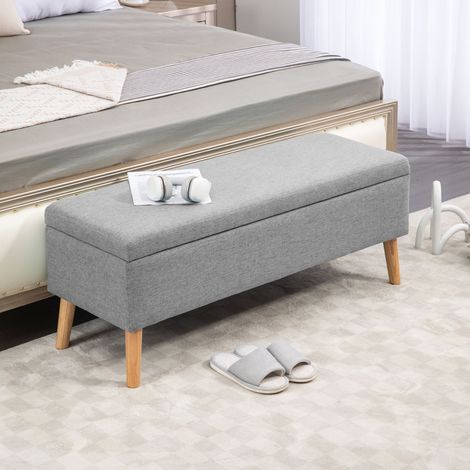Panca contenitore 110 x 39 x 45 cm, grigio, effetto lino, con vano DESVIAE (1/5)