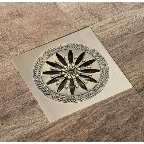 Drain de Douche Carre, Laiton Drainage de Douche 10x10 Caniveau de Douche Salle de Bains Anti-Odeur Drain de Douche Antique (1/3)