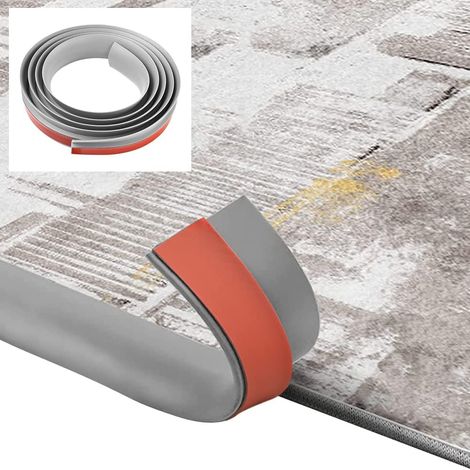 Bande de Transition PVC 2m - Profilé Auto-adhésif Gris - Protection et Finition pour Sol et Tapis - Intérieur et Cuisine - 200x3,5x0,7 cm (1/5)