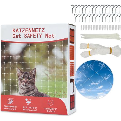 Filet pour chat Jopassy - Accessoires pour chats - Filet de sécurité - Filet de balcon - Filet de protection transparent 3x8m (1/5)