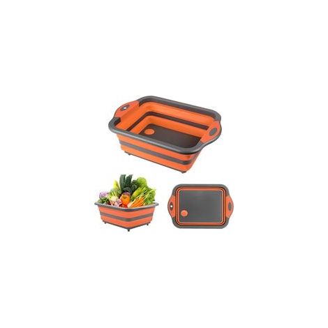 Planche à découper pliable 4 en 1 avec bol à vaisselle, orange – (1/5)