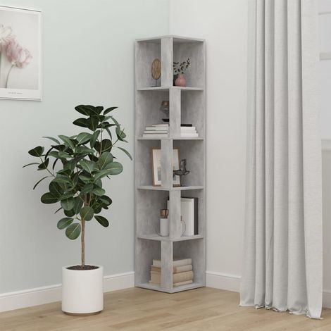 Armoire d'angle - Etagère d'angle, Facile à Monter pour Maison Gris béton 33x33x164,5 cm Aggloméré -48987 (1/5)