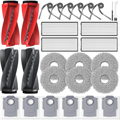 Accessoires Roborock Qrevo Curv – Kit de 26 pièces avec 2 brosses principales, 6 sacs, 6 serpillières, 4 filtres et 6 brosses latérales (1/5)