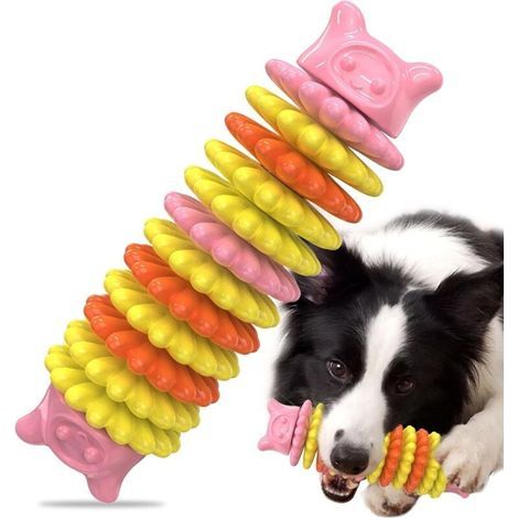 Juguete masticable para perros hecho de caucho 100% natural – Forma de oruga – Para perros que mastican con fuerza – Fácil de limpiar con agua (1/5)