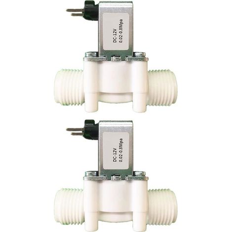 Satz mit 2 12V DC 12V NC Magnetventilen für Wasserversorgung, Vierfach-Außengewinde G1/2 Druck (1/5)